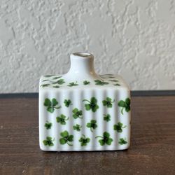 Vintage Enesco Porcelain Bud Vase with Shamrock Pattern