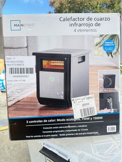 Mainstays 4-Element Infrared Quartz Space Heater with Remote