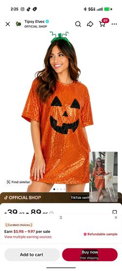 Tipsy Elves Sequin Pumpkin Halloween Dress medium