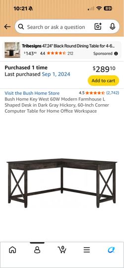 Bush Home Key West L shape desk table
