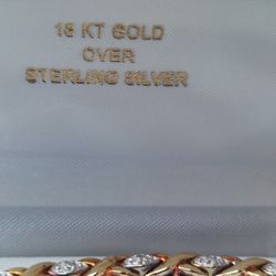  Bracelet  18K Gold Plated On Silver  With  Diamonds 