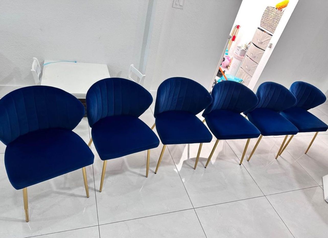 Blue Velvet Gold Chairs