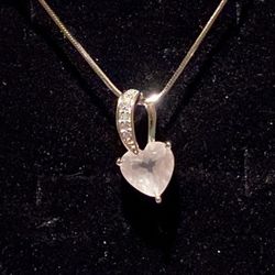 Rose Quartz Heart Pendant Necklace 