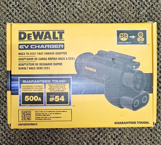 DEWALT
NACS to CCS1 Fast Charging Adapter, 500-A / 1000-Volt, Fast Charge Your CCS1 EV at Tesla Superchargers