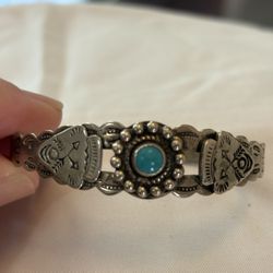 Turquoise Bracelet - child  Size Fred Harvey Era Nickel Era