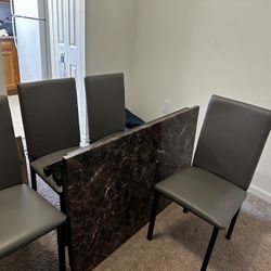 Bueschel 4 - Marble Top Four Leg Dinning Set