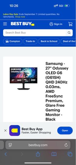 Samsung 27” Odyssey OLED G6 240HZ