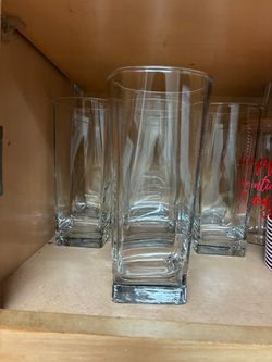 Clear Square Base Highball Glasses Set of 4