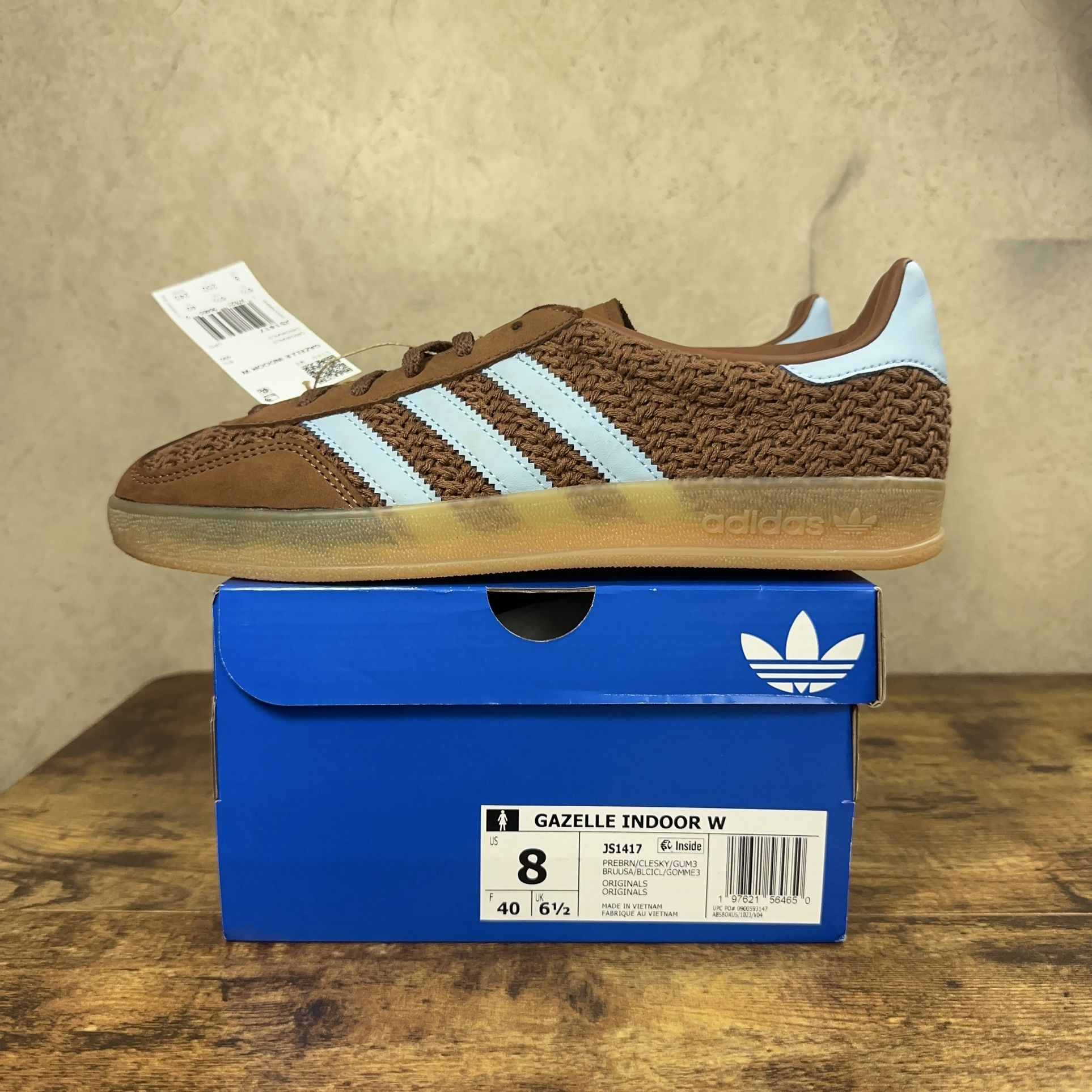Adidas Gazelle Indoor Womens Size 8 Preloved Brown Blue Gum NEW WITH BOX