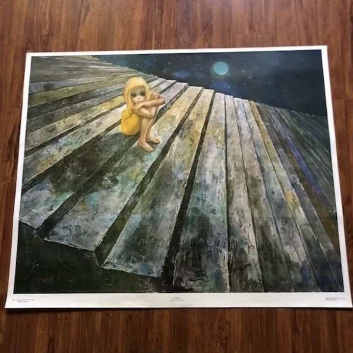 1960’s Vintage Walter Margaret Keane Litho Print Alone Big Eyes
