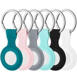  Silicone Protective Case for AirTag, Compatible with AirTags, 6 Pack Soft Portable Protective Skin Cover with Keychain, Anti-Lost Location Tracker Ho