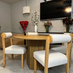 Boho Round Dining Table With Chairs 