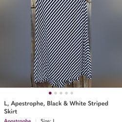 L, Apestrophe, Black & White Striped Skirt
