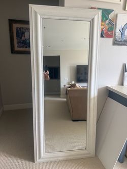 Whitewashed Wood Framed Mirror