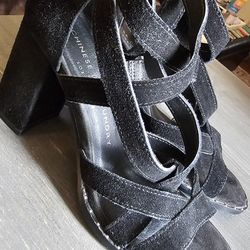 Strappy  Black Suede Sandal Heel Chinese Laundry 
