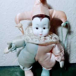 Flavio Porcelain Clown Jester Doll