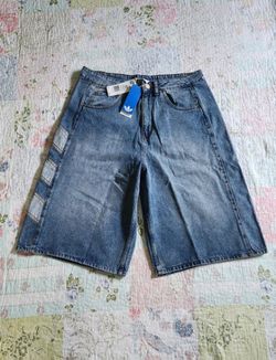 Men’s Size 35 Adidas Originals Mens Denim Shorts 32 Indigo Blue Joists Moto Paneled