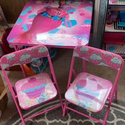 Trolls Theme Kids Table And Chairs Set 