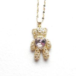 Necklace chain with bear pendant gold plated