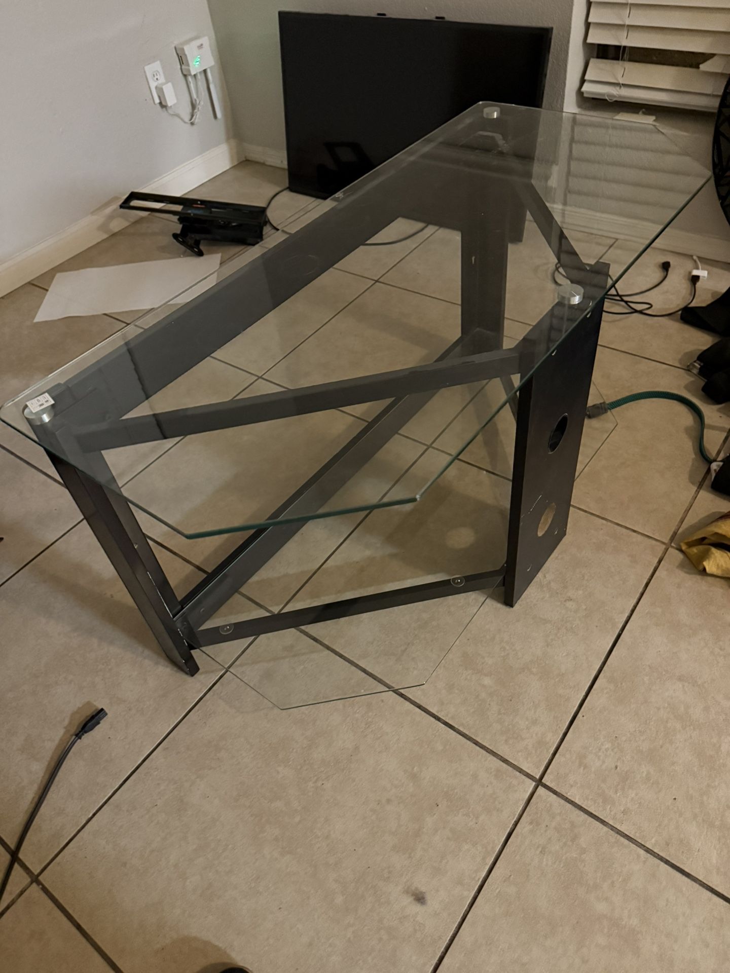 Glass Entertainment Console Table