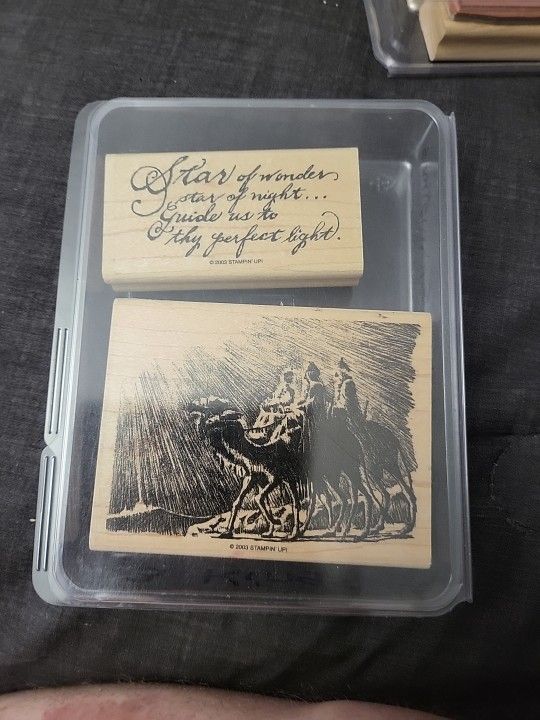 Stampin' Up! Star Of Wonder Set Of 2 Rubber Stamps Wood Mounted