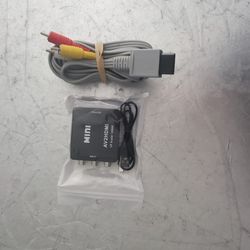 Nintendo wii video game system HDMI adapter and AV Cable