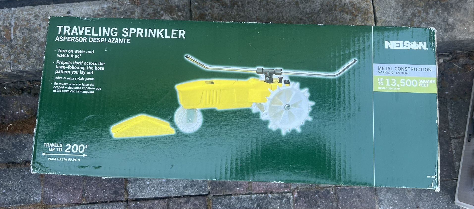 Brand New Nelson Rain Train Traveling Sprinkler for Yard, Heavy Duty Rotating Lawn Sprinkler with Large Area Coverage