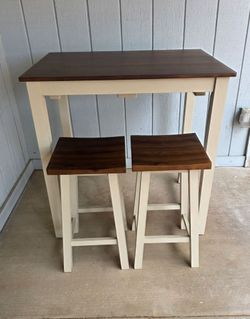 3 piece dining set saddle stool pub table