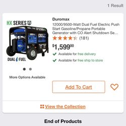 Duro Max XP12000HX Dual Fuel Generator 