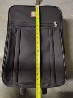 Two-Tone Black & Brown 21” Rolling Carry-On Suitcase - Upright Travel Luggage