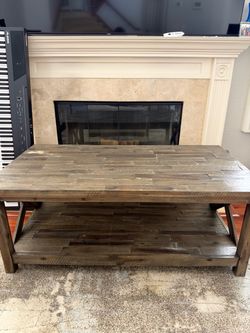 Rustic Reclaimed Wood Coffee Table with Shelf