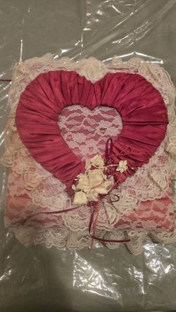 Vintage 1980s Padded Fabric Photo Album Heart Frame Shabby Chic Wedding Scrapbook