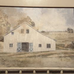 Barn Landscape Canvas Print with Frame