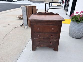 Antique Primitive Pine 3-Drawer Nightstand