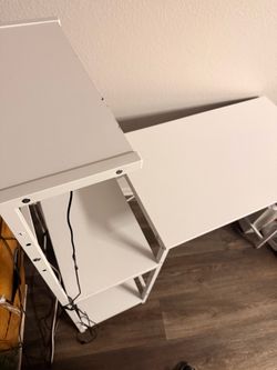 Bestier Gaming Desk with LED Lights, 44" Computer Desk with Reversible Shelves, PC Gamer Desk with Side Storage Bag, Hooks and Height Adjustable Shelf