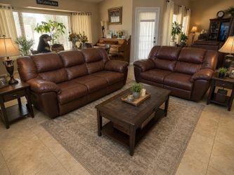 couch and low seat Living room  Leather couch and loveseat
