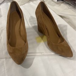 Brown Suede Calvin Klein Wedge Heels W8
