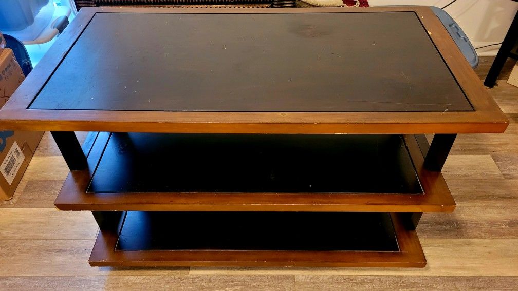 3-Shelf Entertainment Stand & Decorative Wall Mirror