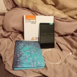 MINT CONDITION 64GB TECLAST P85T 8 INCH ANDROID 13 TEAL GREEN TABLET WITH CASE AND 256GB MICRO SD CARD