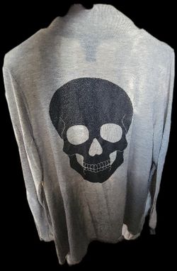Midnight Hour Brand Skull Open Front Cardigan Sweater Size XL
