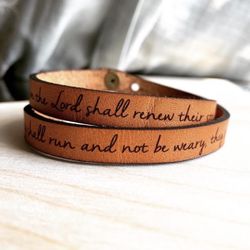 FAITH BRACELET (Ephesians 3:20 Leather Wrap)