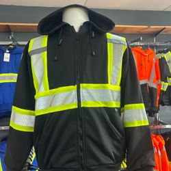 Black Safety Zipper Hoodie 