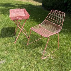 Designer Chair And Tray Metal
