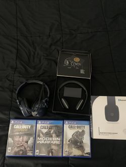 Selling Turtle Beach Gaming Head Set, With 3 PS4 Games, And A Bluetooth Stereo Head Set.  