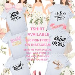 Bridal & Wedding Shirts Available