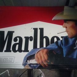 Vintage Billiards Bud Light Light And Tin Marlboro Man  Advertisement  Sign