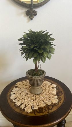 Faux Topiary Tree in Stone Urn Pot