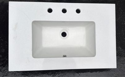 New 30” x 19” Cultured Marble Bathroom Vanity Top Sink – Minor Crack.