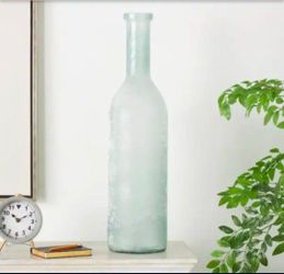 Tall Recycled Glass Handmade Frosted Spanish Bottle Décorative Vase 29" High