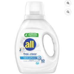 (2) all Liquid Fabric Softener, Free Clear, 34 fl oz, 50 Loads